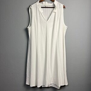 Cato Eyelet Dress Sleeveless V-Neck Lined Summer Sundress Coastal Grandma 26/28W